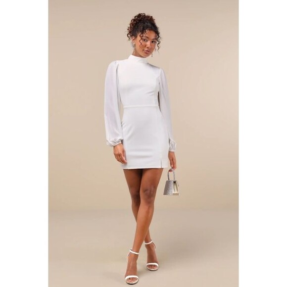 Lulus White Long Sleeve Backless Mini Dress Size Small NWT‎ - Picture 1 of 9